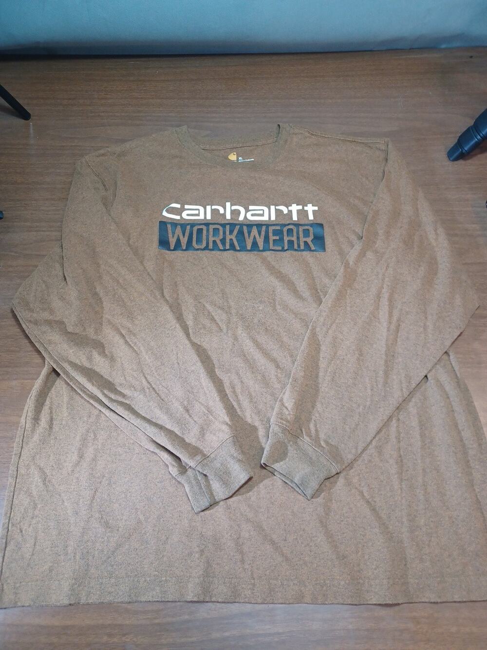 Carhartt Workwear Long Sleeve Shirt Brown Excellent Condition Size XL